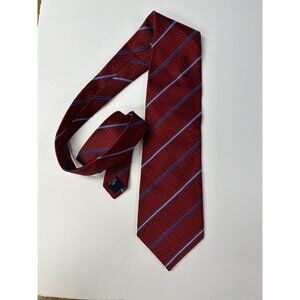Henry Jacobson Red Blue Stipe Design Motif Silk Neck Tie